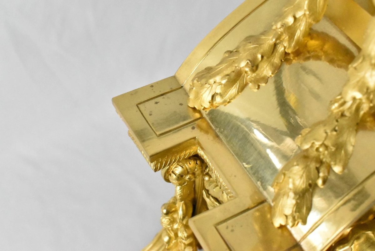  Huge Henry Dasson French Gilt Bronze Clock Set & 10 Light Canelabras-photo-8