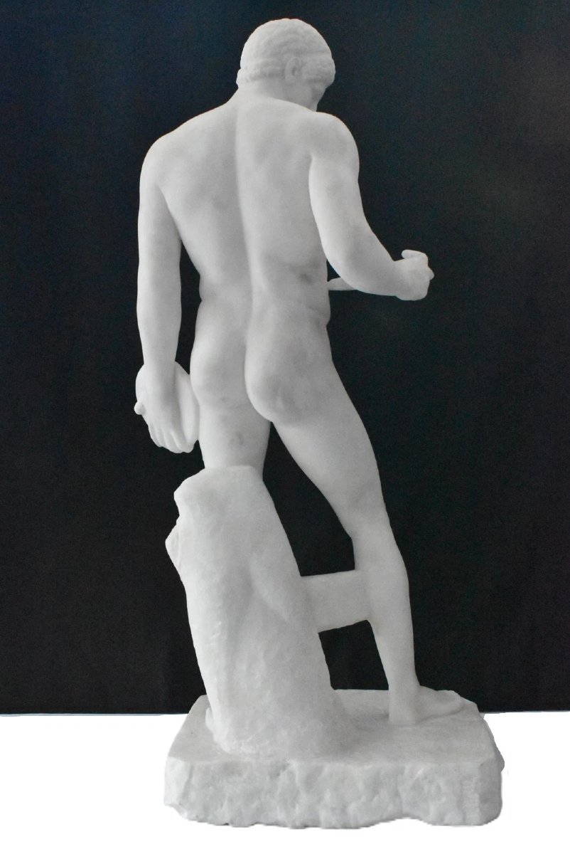 Grande statue antique en marbre « Discophoros », 58 cm de haut, vers le milieu du XIXe siècle-photo-4