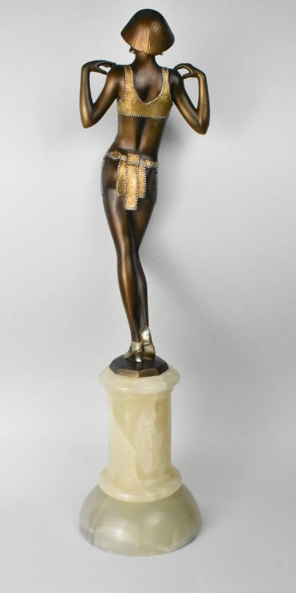 A Josef Lorenzl Art Deco Bronze Of Maria Jeritza The Egyptian Helen Circa 1920's-photo-4