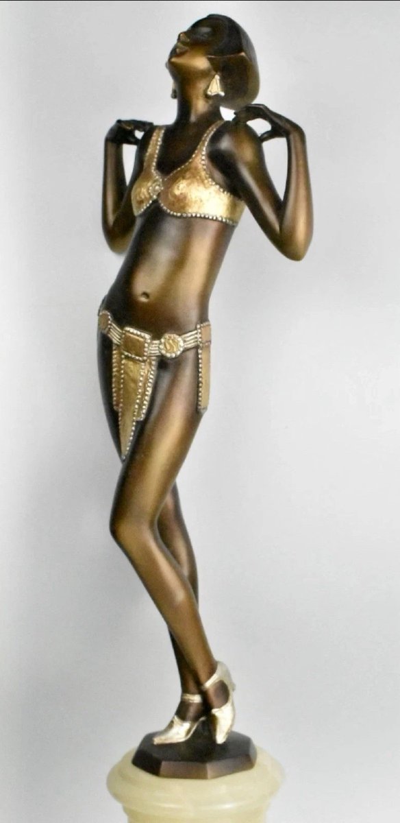 A Josef Lorenzl Art Deco Bronze Of Maria Jeritza The Egyptian Helen Circa 1920's-photo-3