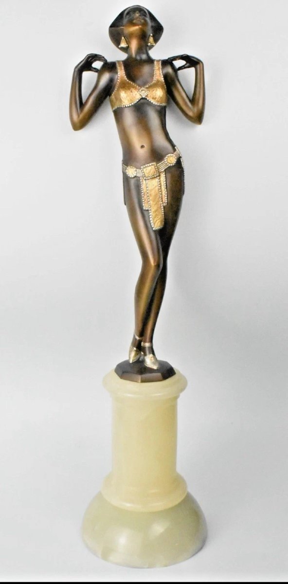 A Josef Lorenzl Art Deco Bronze Of Maria Jeritza The Egyptian Helen Circa 1920's-photo-8
