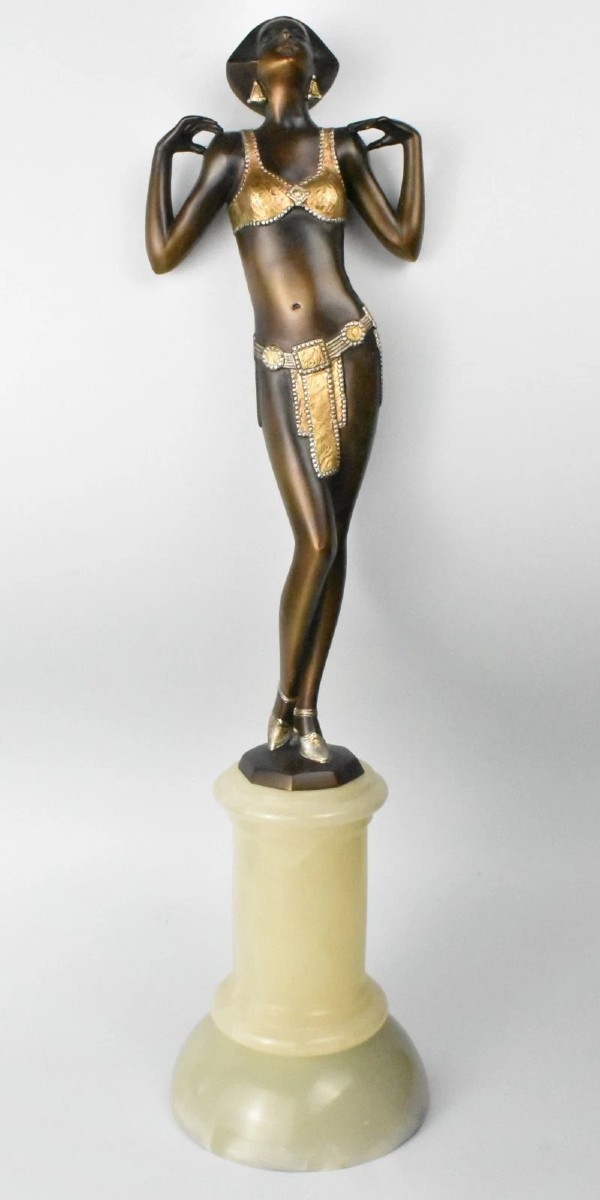 A Josef Lorenzl Art Deco Bronze Of Maria Jeritza The Egyptian Helen Circa 1920's