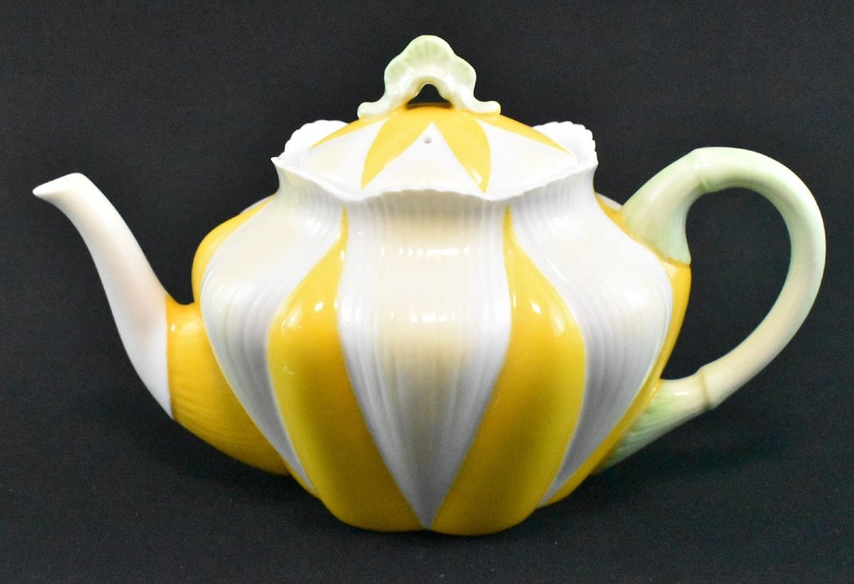 1932 Rare Shelley Tea/coffee Set In Yellow "star Flower" Or "harlequin" Pattern.-photo-4