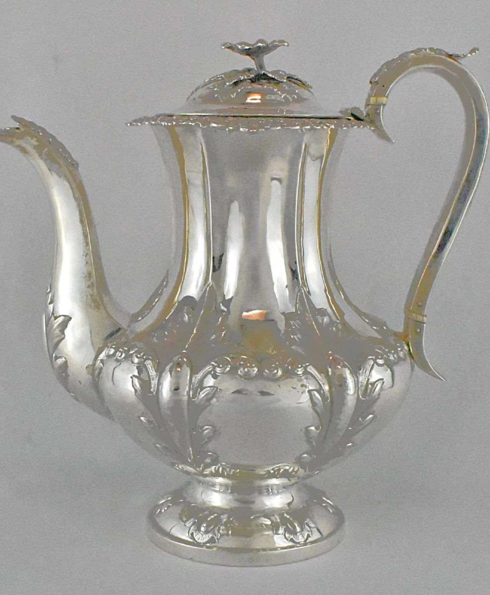Service à thé et à café victorien quatre pièces en argent massif de 1842 par William Hunter-photo-2
