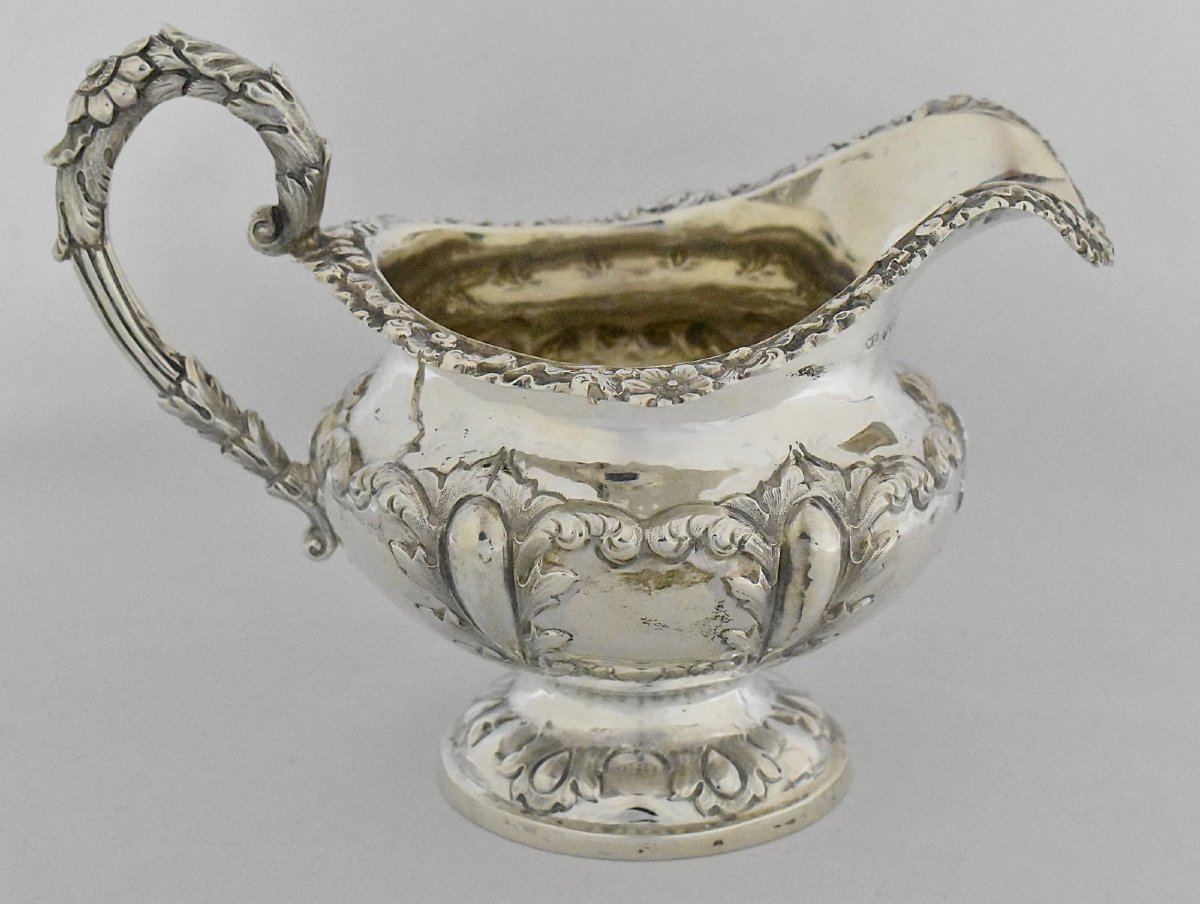 Service à thé et à café victorien quatre pièces en argent massif de 1842 par William Hunter-photo-3