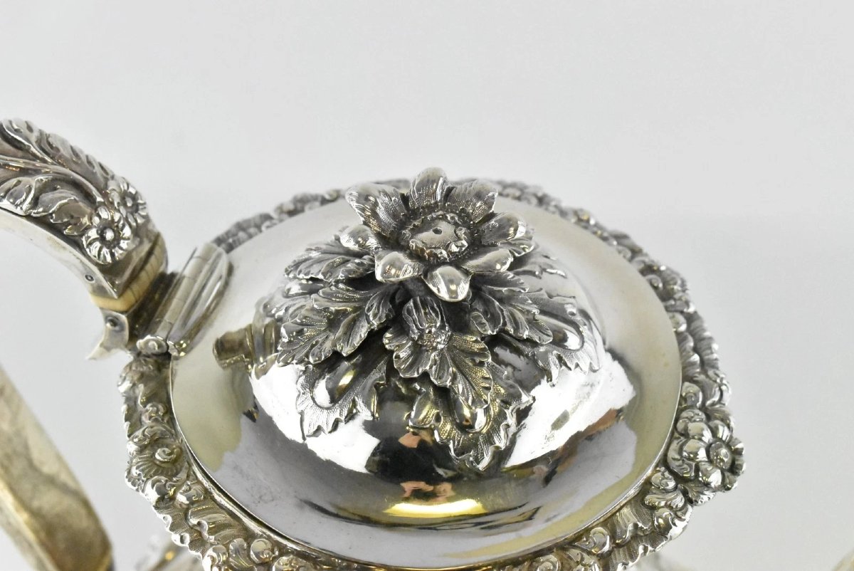 Service à thé et à café victorien quatre pièces en argent massif de 1842 par William Hunter-photo-8