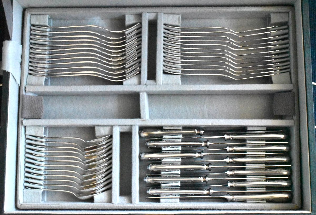 Ménagère Christofle Marly 12 couverts, 118 pièces, plaquée argent, dans son coffret-photo-2