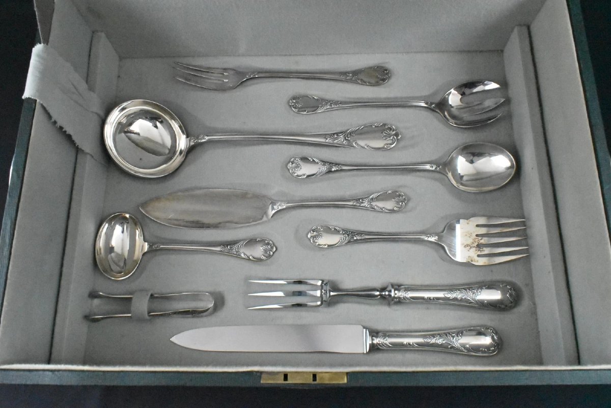 Ménagère Christofle Marly 12 couverts, 118 pièces, plaquée argent, dans son coffret-photo-3