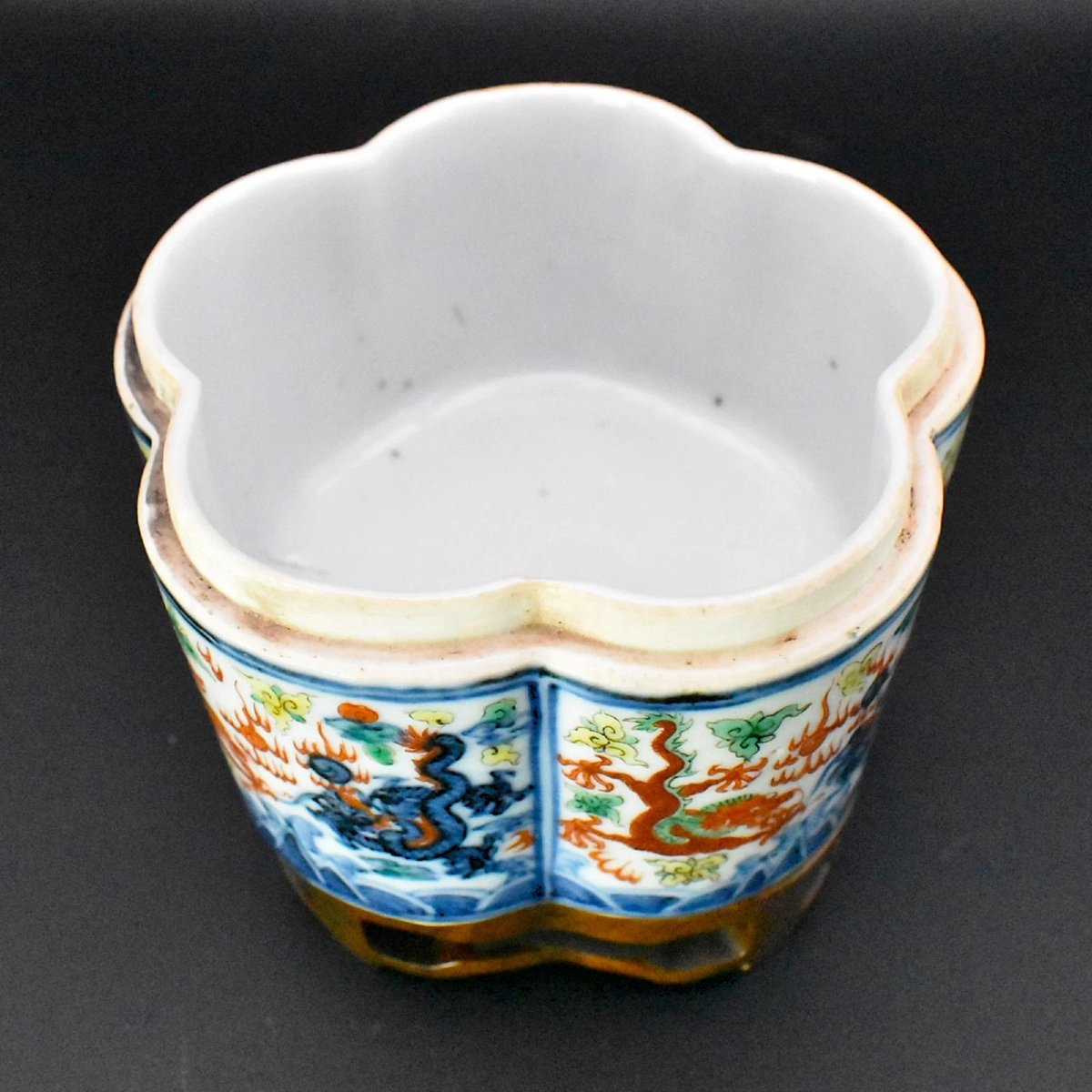 Pair Of Chinese Porcelain Wucai Lotus Form Cosmetic Boxes & Covers Cira 19th C-photo-4