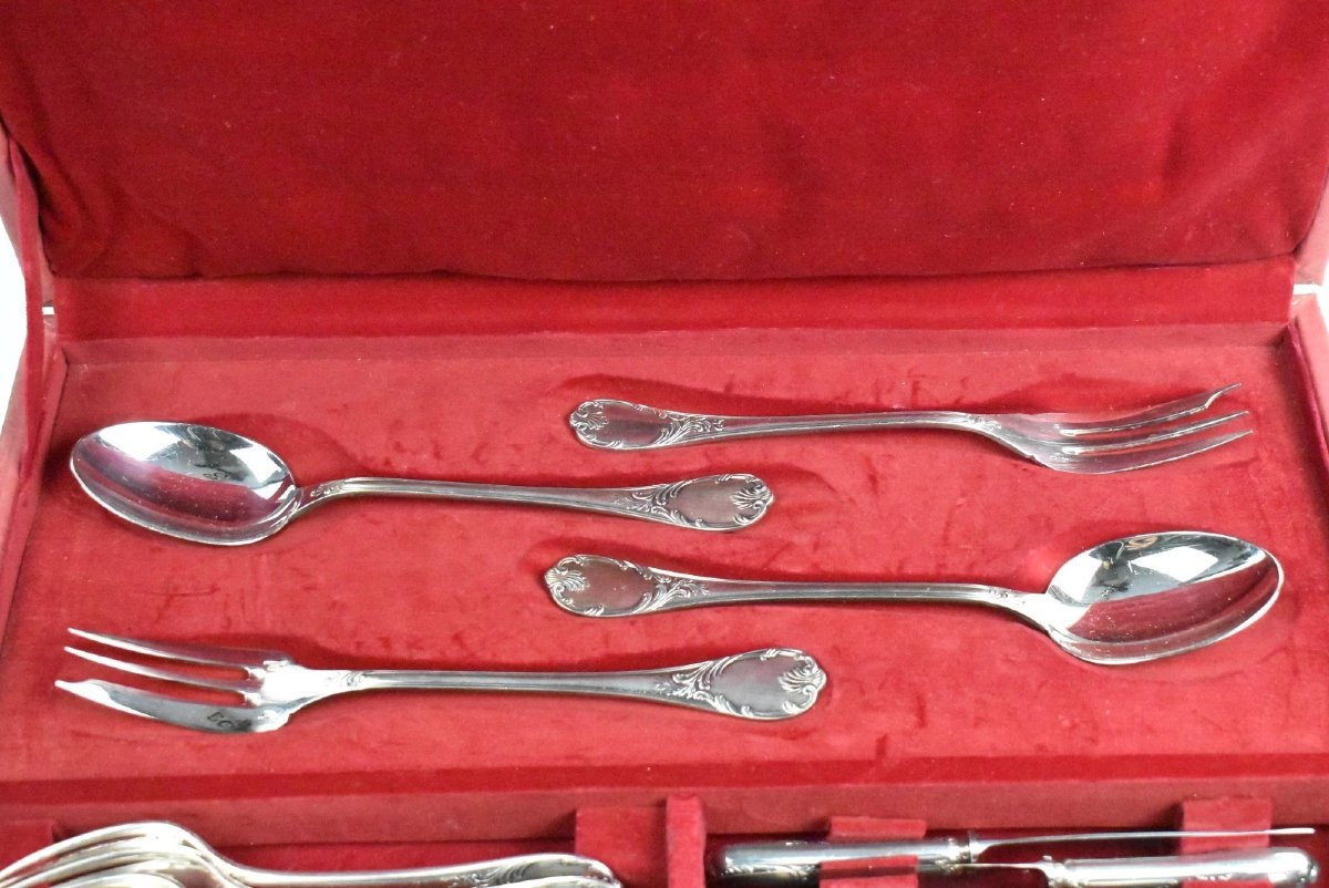 Christofle Marly 52-piece Silver-plated Flatware Cutlery Set With Case-photo-2