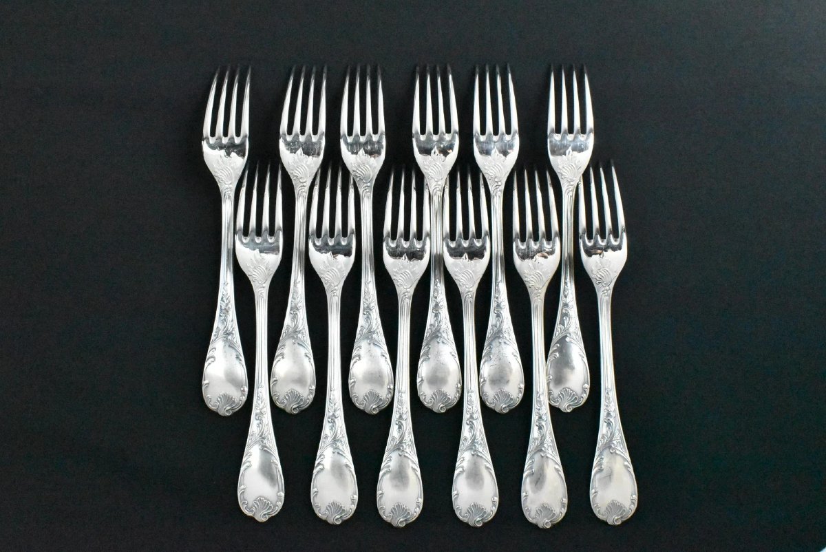 Christofle Marly 52-piece Silver-plated Flatware Cutlery Set With Case-photo-4