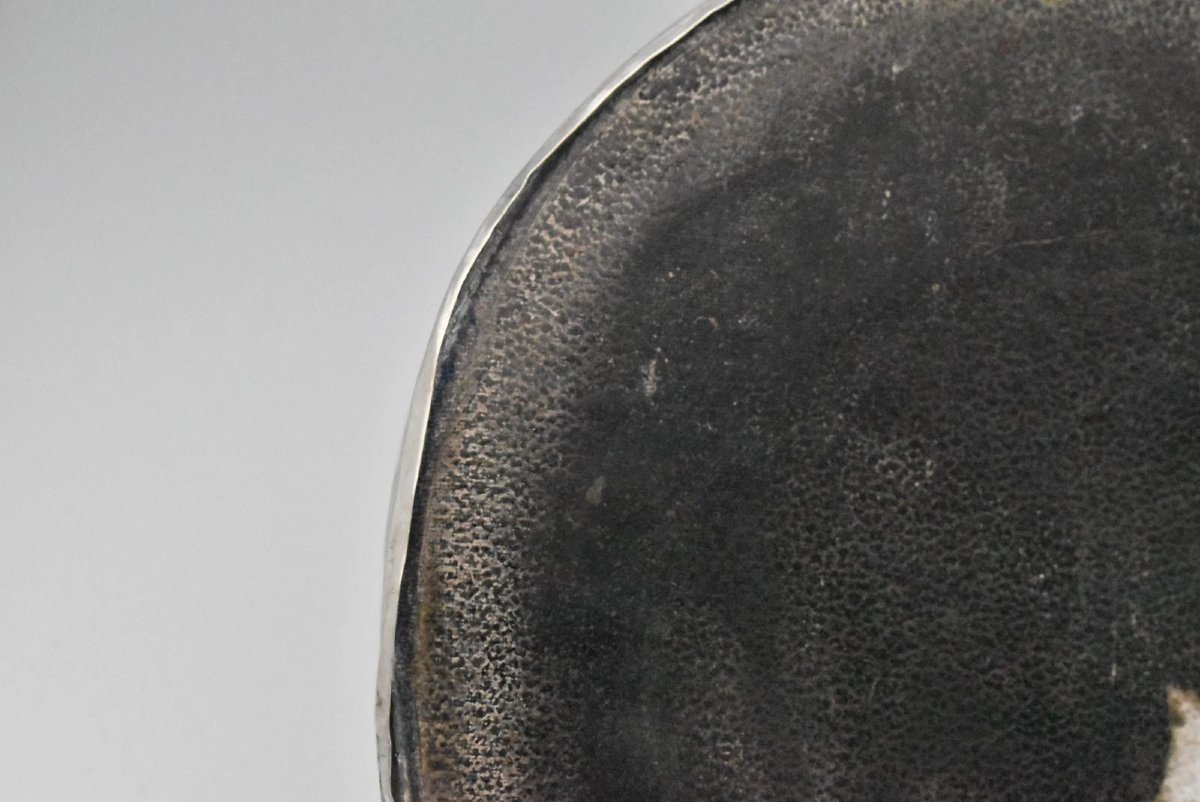 Edwardian Capstan-shaped Desk Inkwell With Pocket Watch / Clock Sterling Silver-photo-5