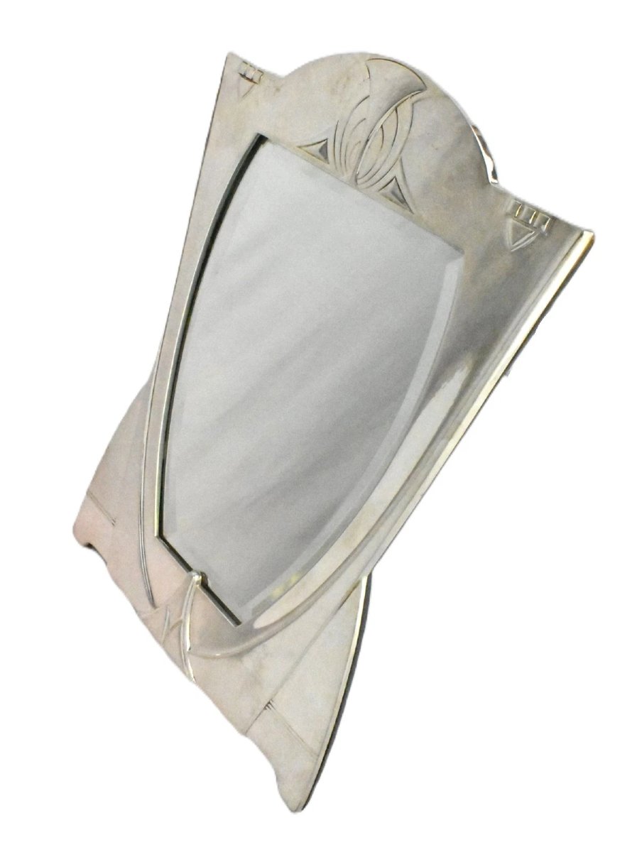 Miroir de chevalet ancien Art Nouveau Sécession argenté, WMF vers 1900-photo-4