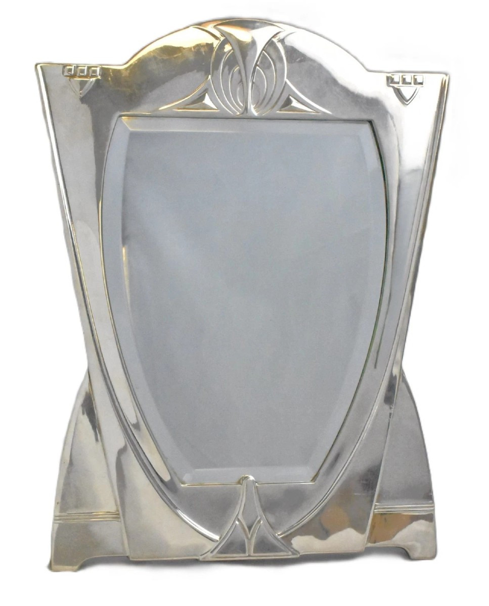 Miroir de chevalet ancien Art Nouveau Sécession argenté, WMF vers 1900