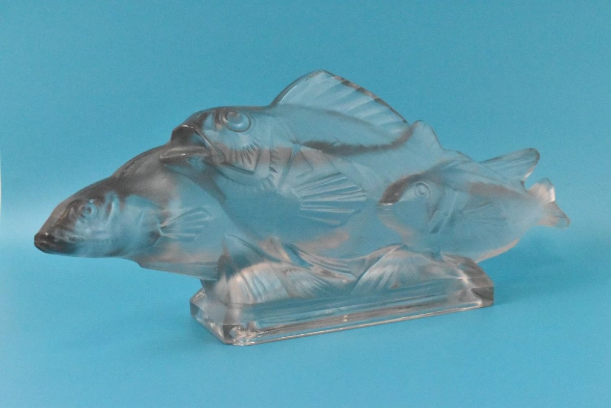 Art Deco Marius Ernest Sabino (1878-1961) Opalescent Artistic Glass Fish-photo-2
