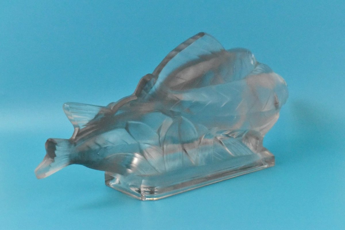 Art Deco Marius Ernest Sabino (1878-1961) Opalescent Artistic Glass Fish-photo-1
