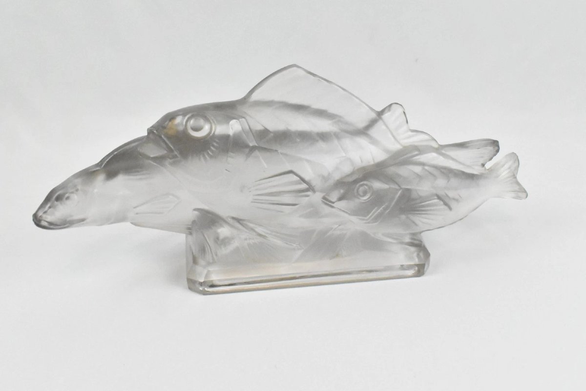 Art Deco Marius Ernest Sabino (1878-1961) Opalescent Artistic Glass Fish-photo-4