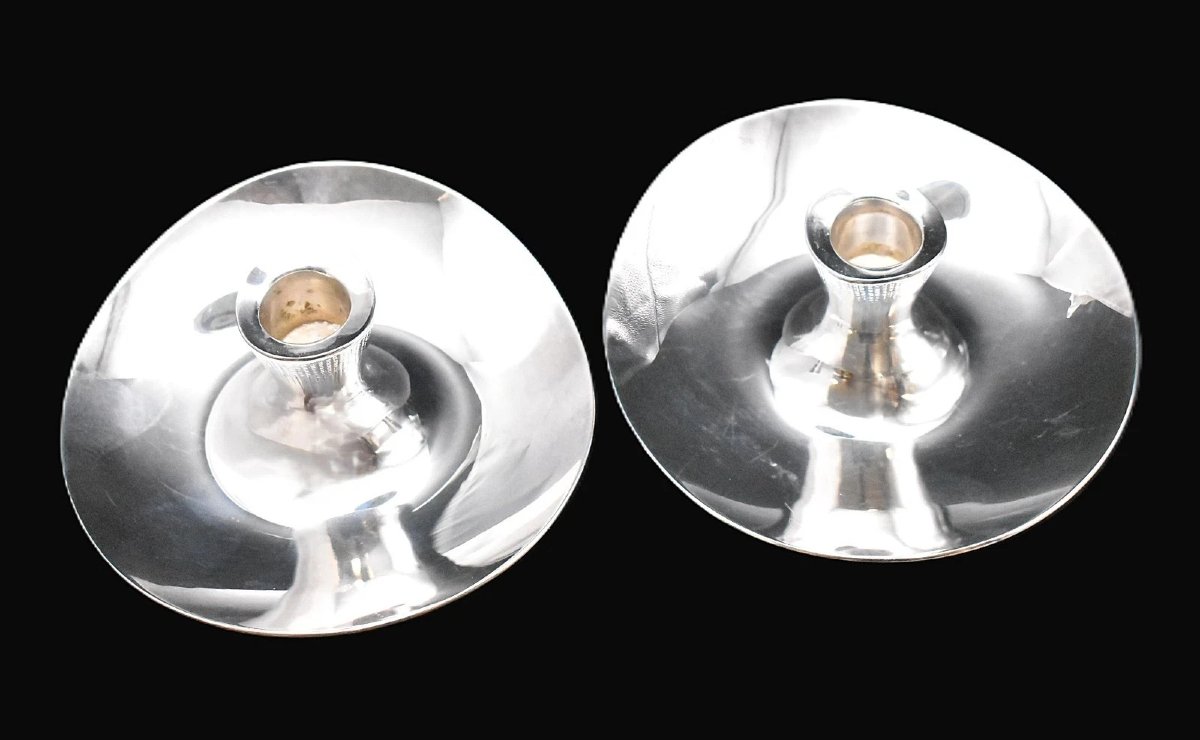 Paire de chandeliers en argent 813H de Tapio Wirkkala, style finlandais moderne, 1956-photo-2