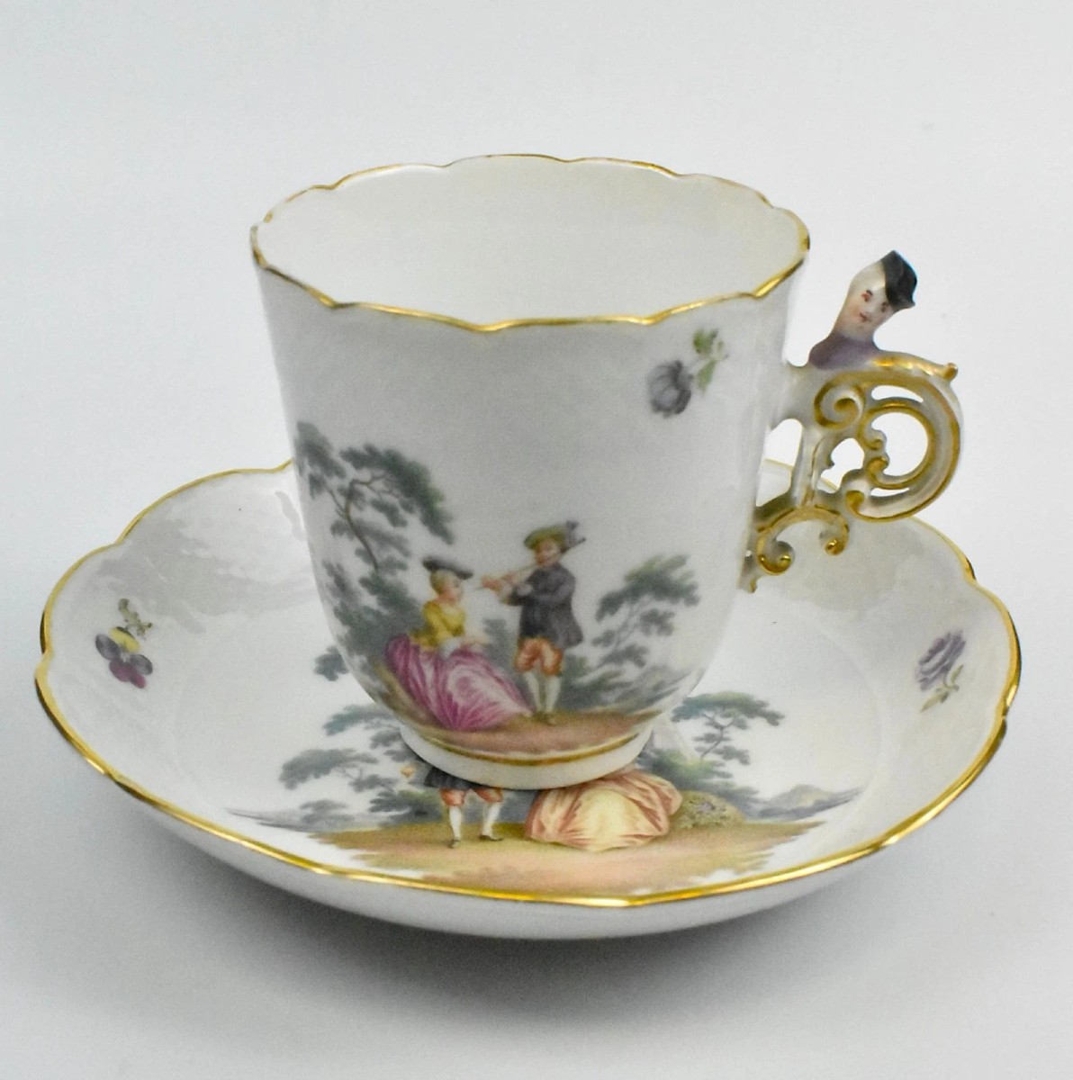 Rare Meissen Quatrefoil Shape Cup And Saucer, Dating To Circa 1745