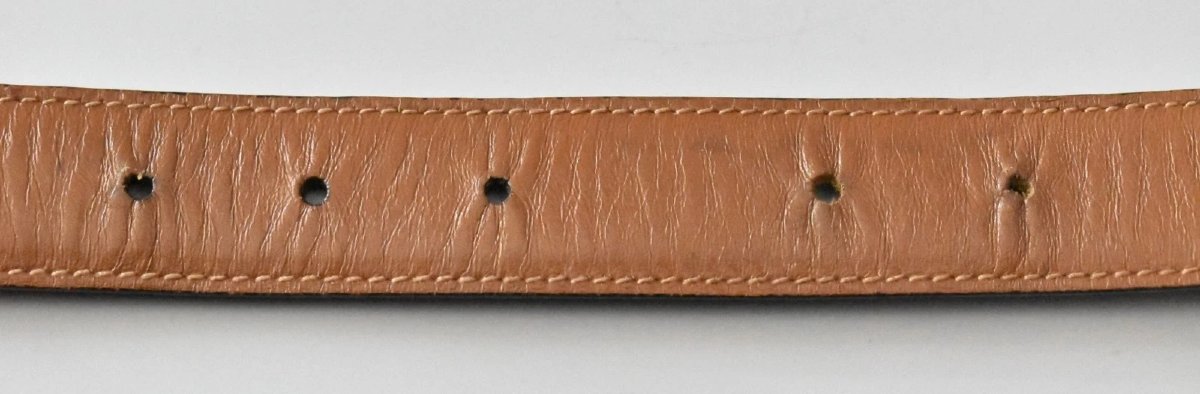 Vintage Gucci Brown Leather Double Horse Head Buckle Belt 1970s-photo-3