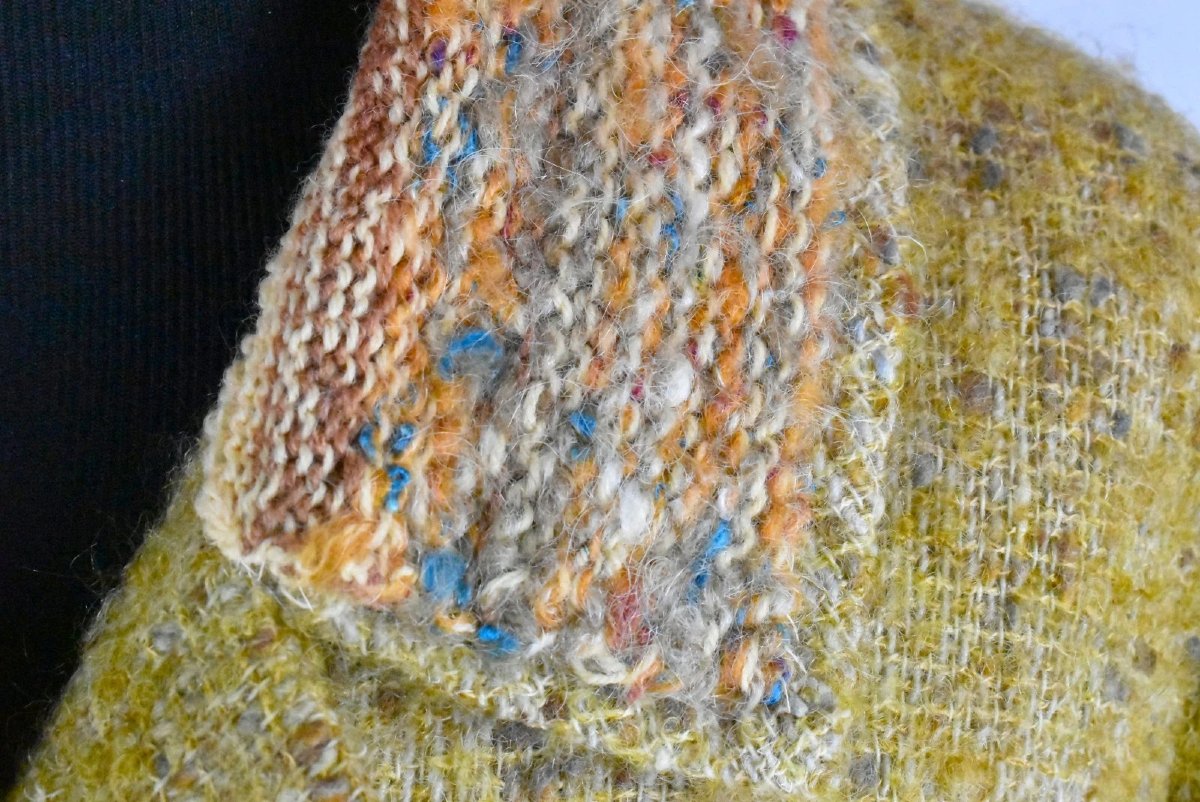 Vtg Chavel Couture Mayfair London Mustard Yellow Wool Blend Tweed Blazer Jacket-photo-1