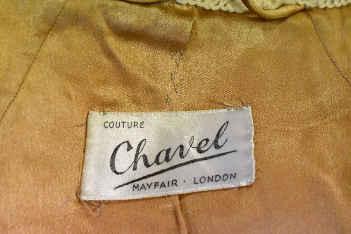 Vtg Chavel Couture Mayfair London Mustard Yellow Wool Blend Tweed Blazer Jacket-photo-4