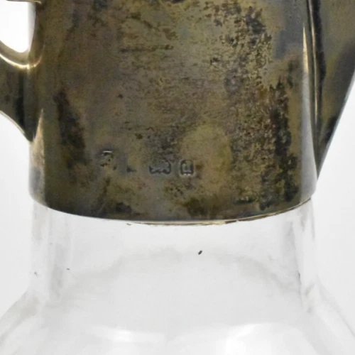 Art Nouveau Glass Decanter Known As A Claret Jug, With Silver Fittings-photo-2