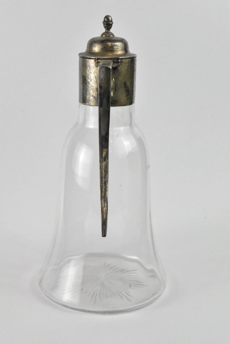 Art Nouveau Glass Decanter Known As A Claret Jug, With Silver Fittings-photo-4