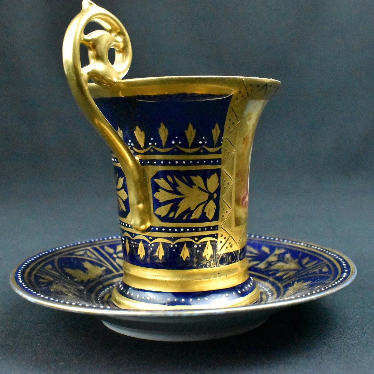Tasse à expresso et soucoupe de style viennois royal ancien, vers 1890-photo-1