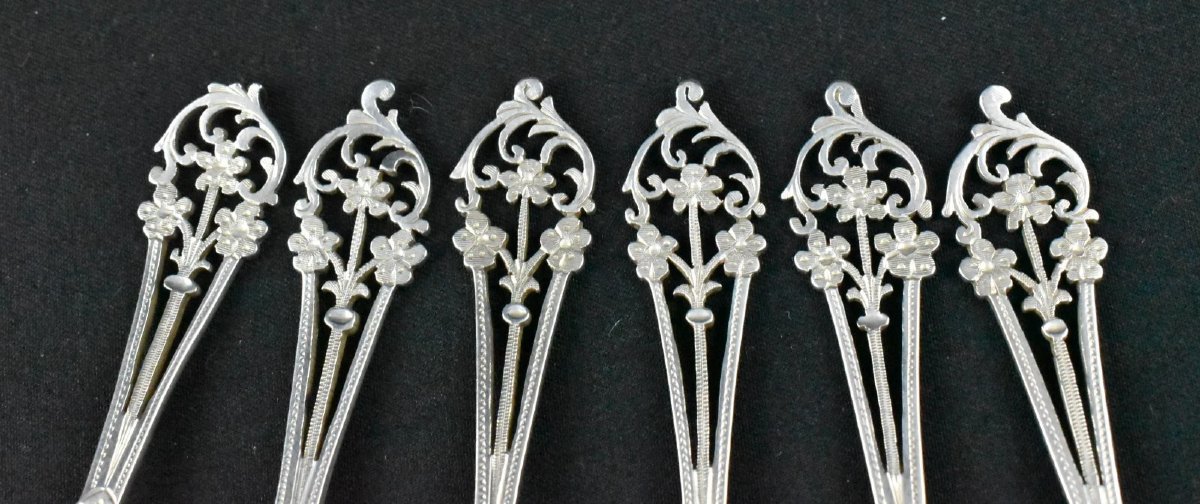 Cuillères à café/thé de style édouardien, James Dixon & Sons, 1904, avec manches ajourés ornés.-photo-8