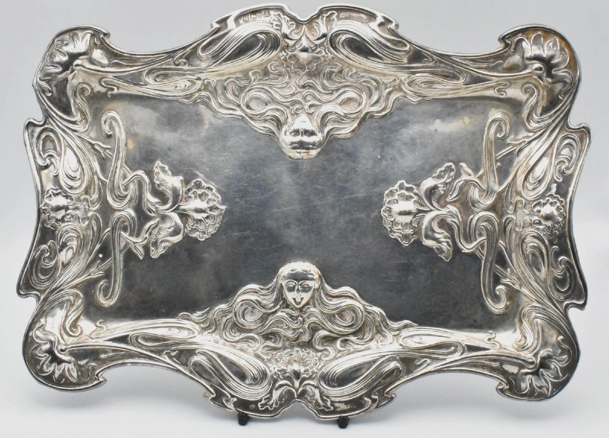 Broche élégante en argent Art Nouveau de John William Barrett, HM Chester 1900-photo-1