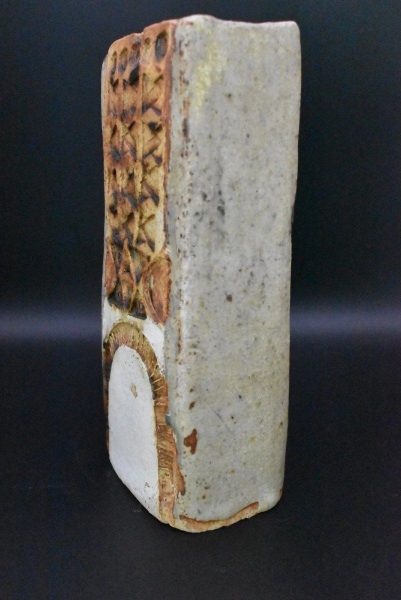 Vase rectangulaire en grès à décor imprimé, par Alan Wallmore-photo-2