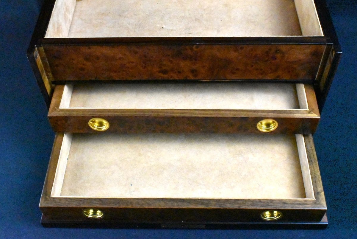 Rare Vintage Gucci Wooden Jewellery Box Accessory Collection Gold Crest Plaque-photo-2