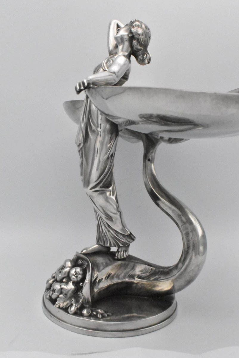 Centre de table ou plateau à cartes de visite en argent figuratif Art Nouveau WMF, vers 1900-photo-3