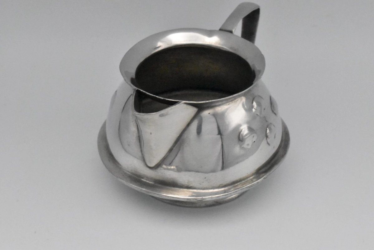 Tudric Pewter Sugar Bowls And Cream Jug Set By Archibald Knox For Liberty & Co-photo-1