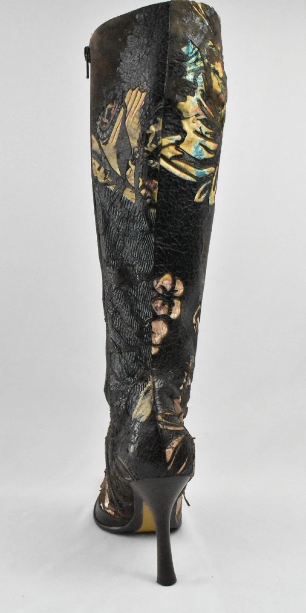 Bottes hautes en cuir Roberto Cavalli, pointure 40 (EU), imprimé floral en daim-photo-4