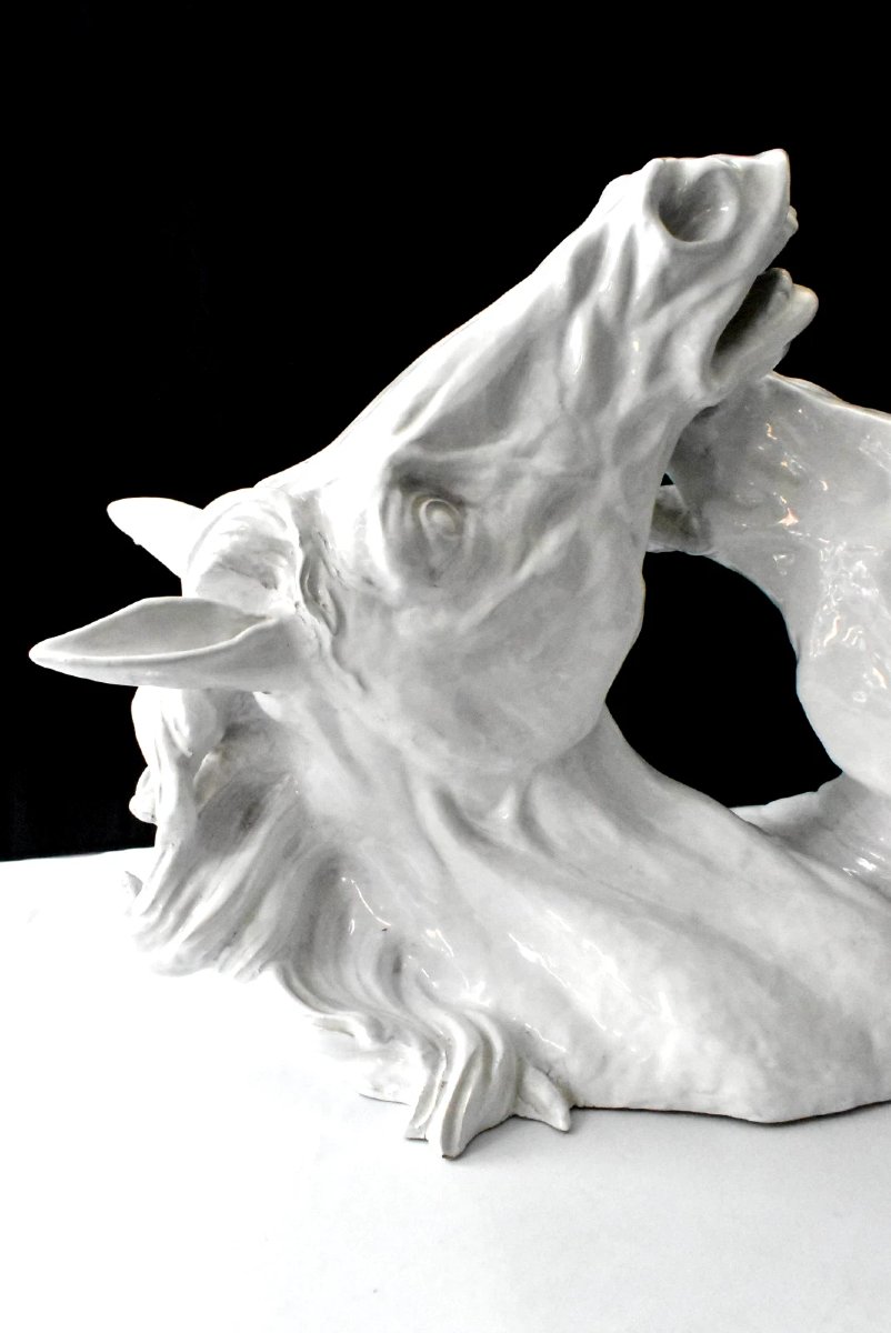 A Large Mid Century 1960s Italian Hollywood Regency Terracotta Horse Sculpture-photo-1