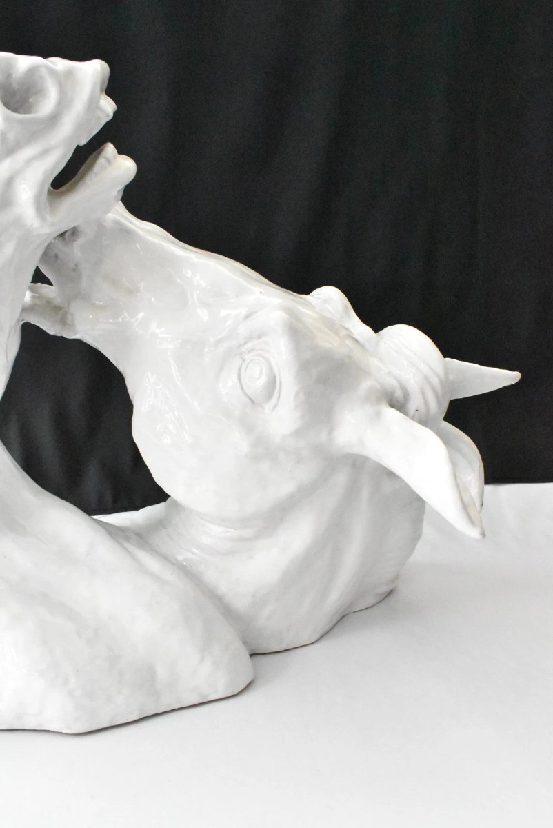 A Large Mid Century 1960s Italian Hollywood Regency Terracotta Horse Sculpture-photo-2