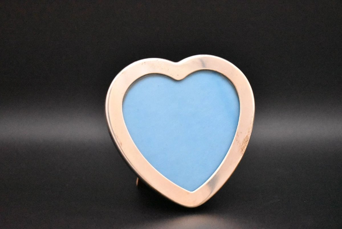 Pair Of Tiffany & Co Sterling Solid Silver Heart Shaped Picture Frames-photo-1