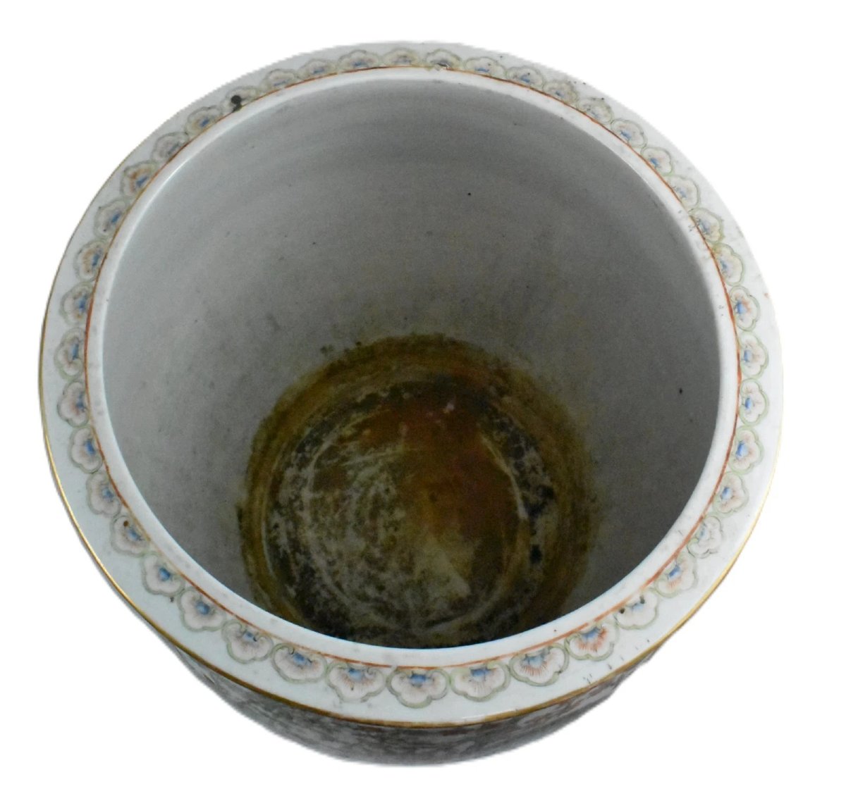 A Very Large Antique Qing Chinese Famille Rose Fish Bowl Or Jardiniere 51cm Tall-photo-2