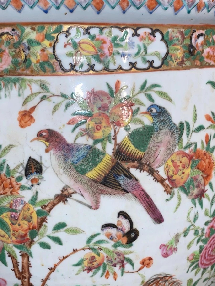 A Very Large Antique Qing Chinese Famille Rose Fish Bowl Or Jardiniere 51cm Tall-photo-7