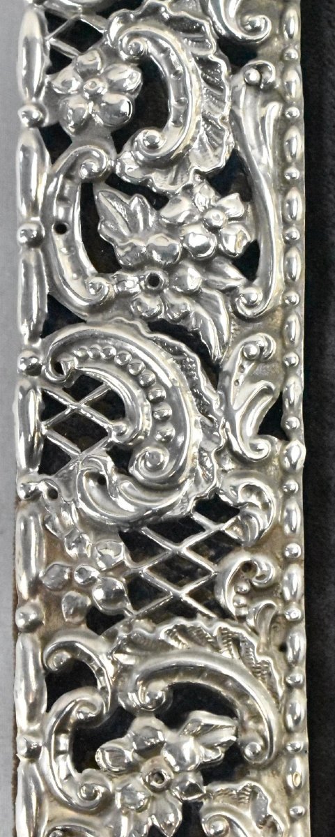 Large Late Victorian Silver Framed Dressing Table Belleved Edge Mirror-photo-2