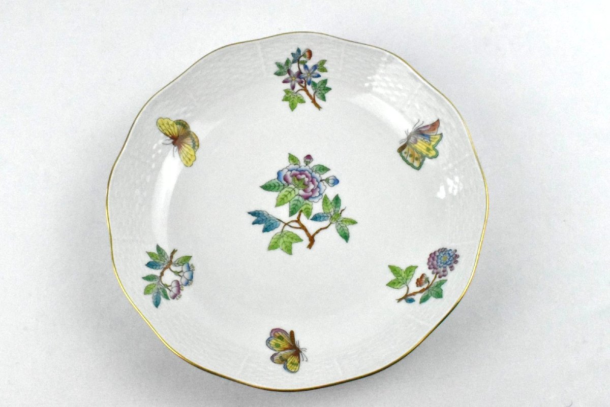 2 bols de service Herend à bord festonné, modèle Queen Victoria, taille moyenne et grande-photo-3