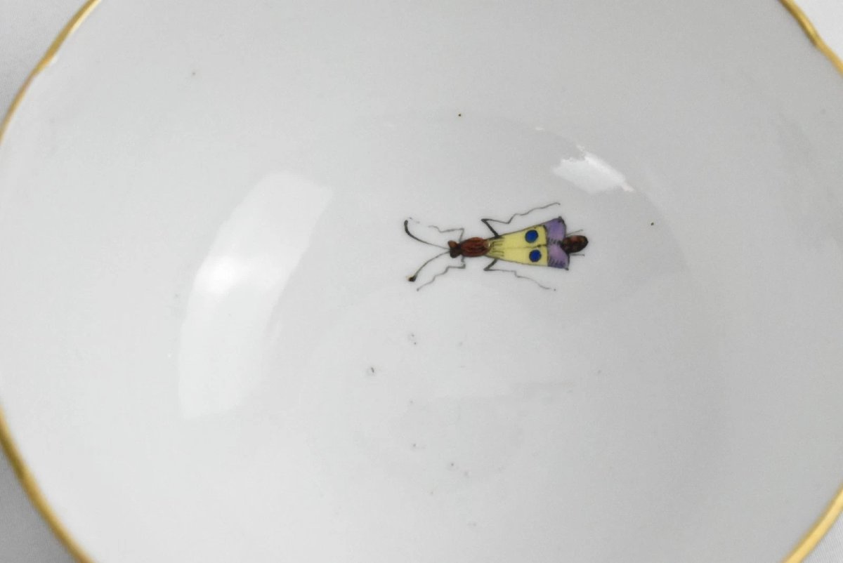 Lot de 6 tasses à thé et soucoupes Herend Rothschild à motif Oiseau (RO) et sucrier avec couver-photo-7