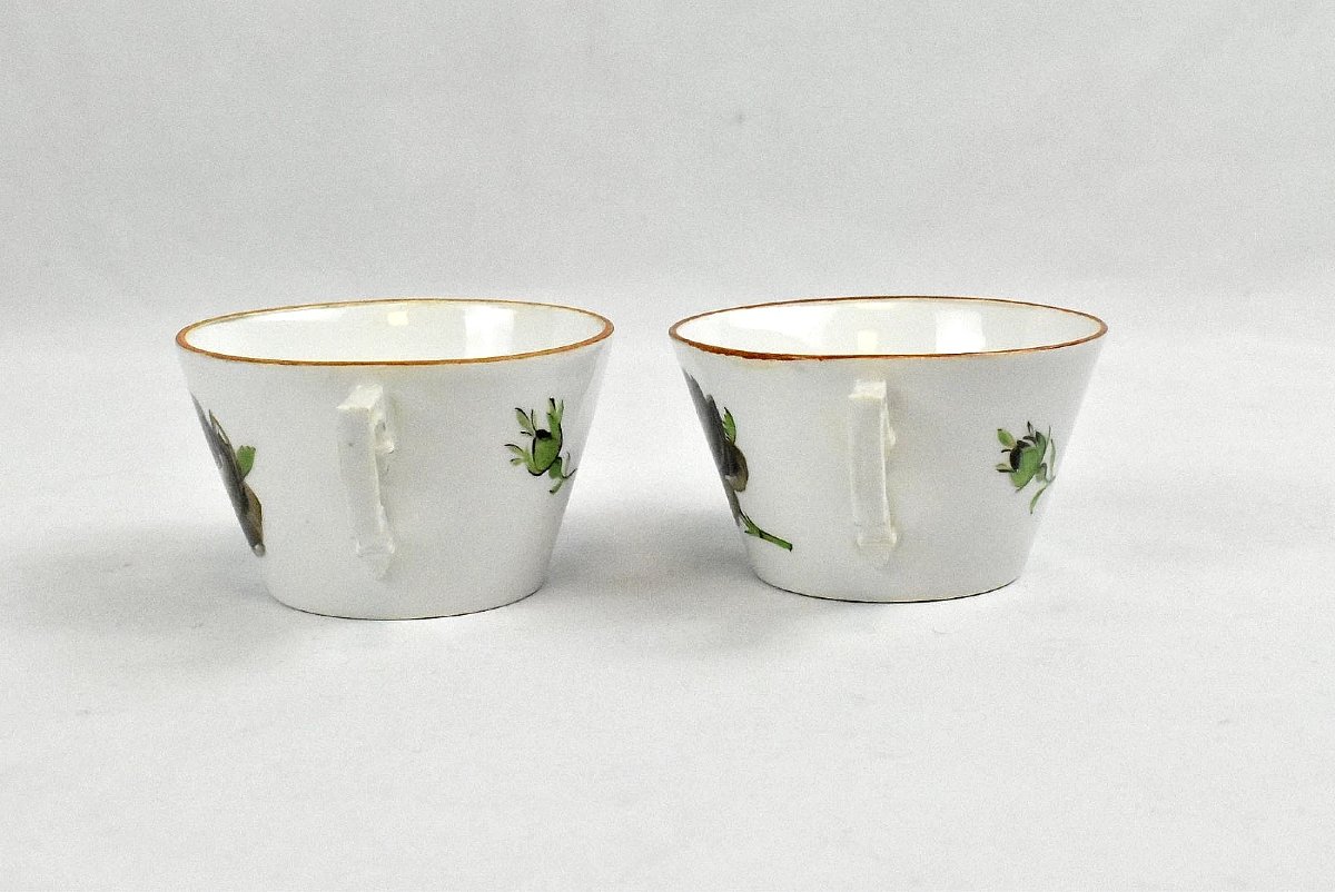 Meissen Porcelain Tea Set Hand Painted Black Or Midnight Rose Design-photo-4