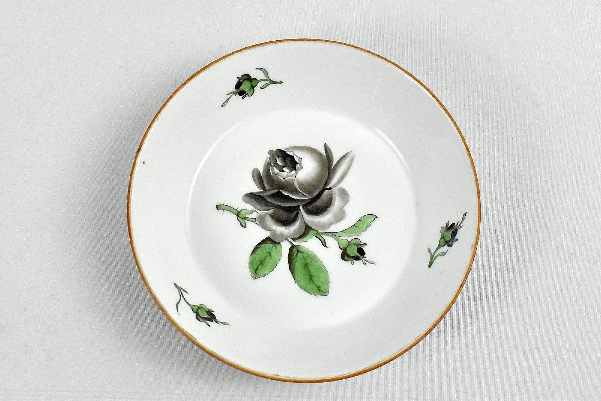 Meissen Porcelain Tea Set Hand Painted Black Or Midnight Rose Design-photo-1