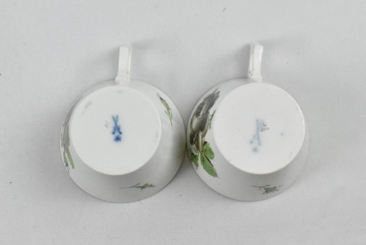 Meissen Porcelain Tea Set Hand Painted Black Or Midnight Rose Design-photo-5