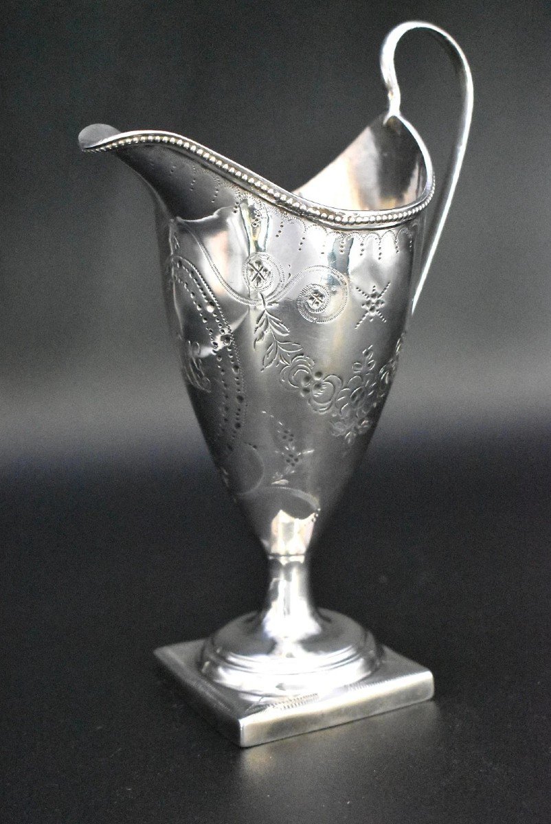 1786 John Lambe London Solid Silver George III Helmet-style Cream Jug