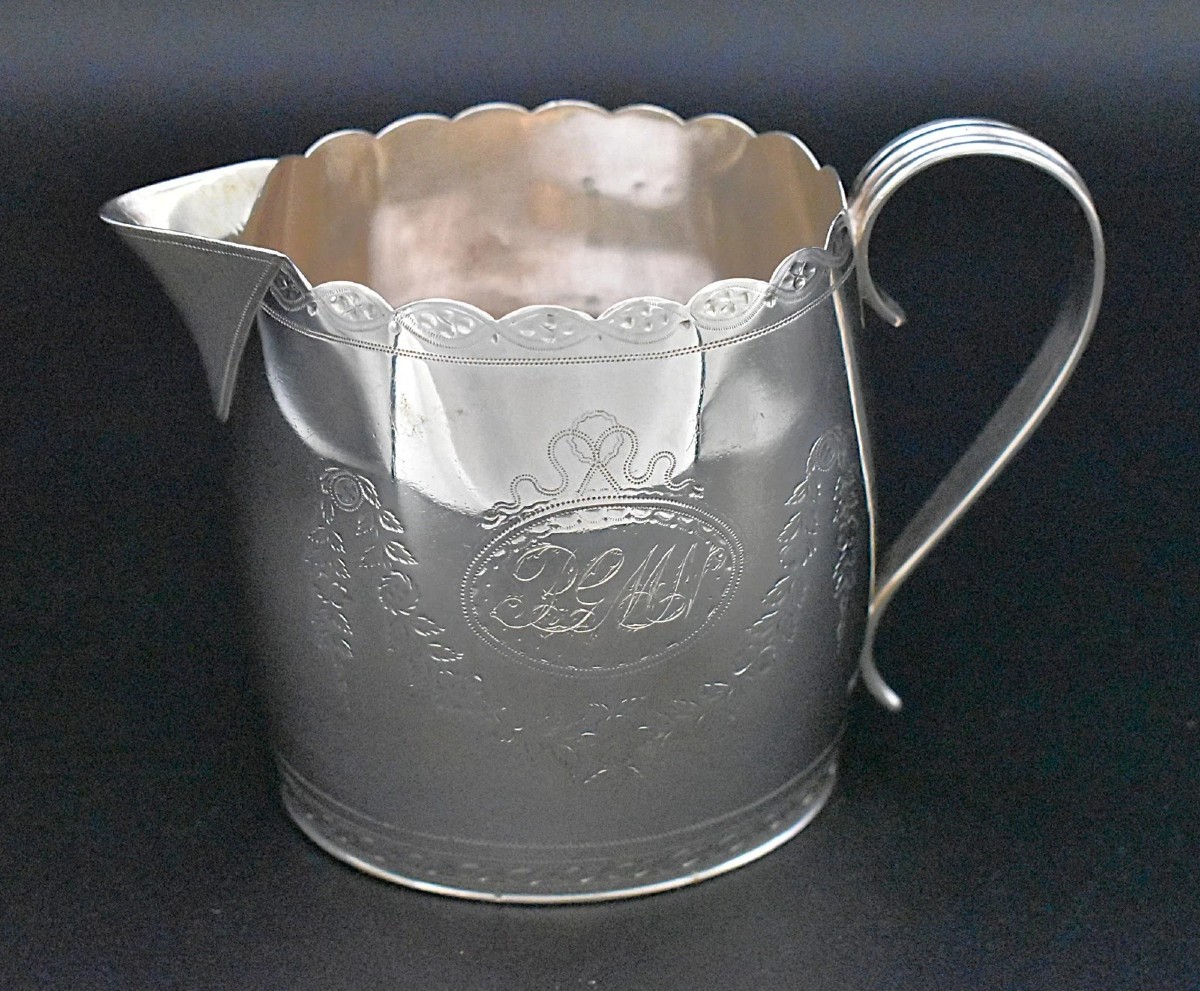 1794 Solid Silver Cream Jug W/ Scalloped Rim By George Smith II & Thomas Hayter