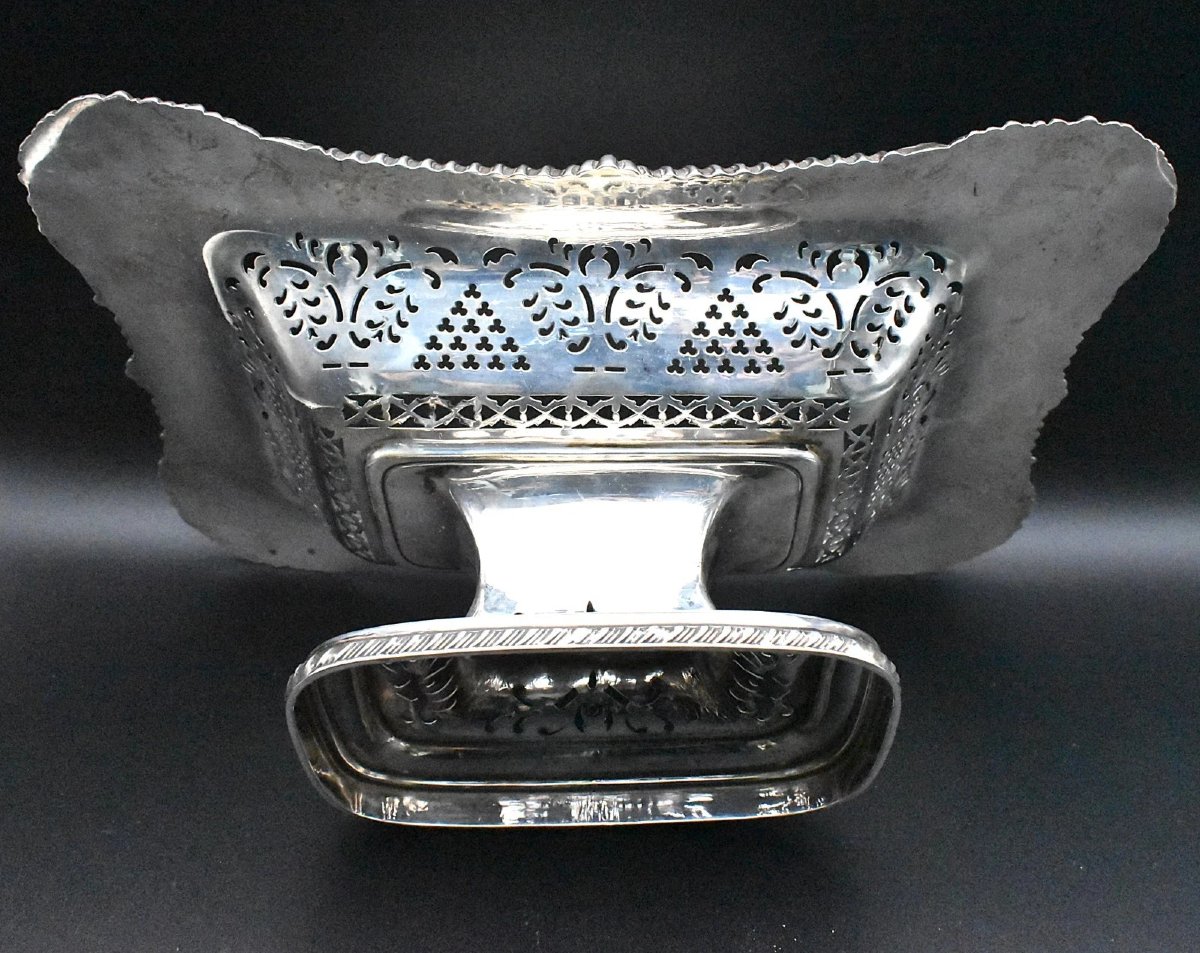 centre de table en verre massif et argent sterling, style édouardien (1902). Coupe ou plat.-photo-3